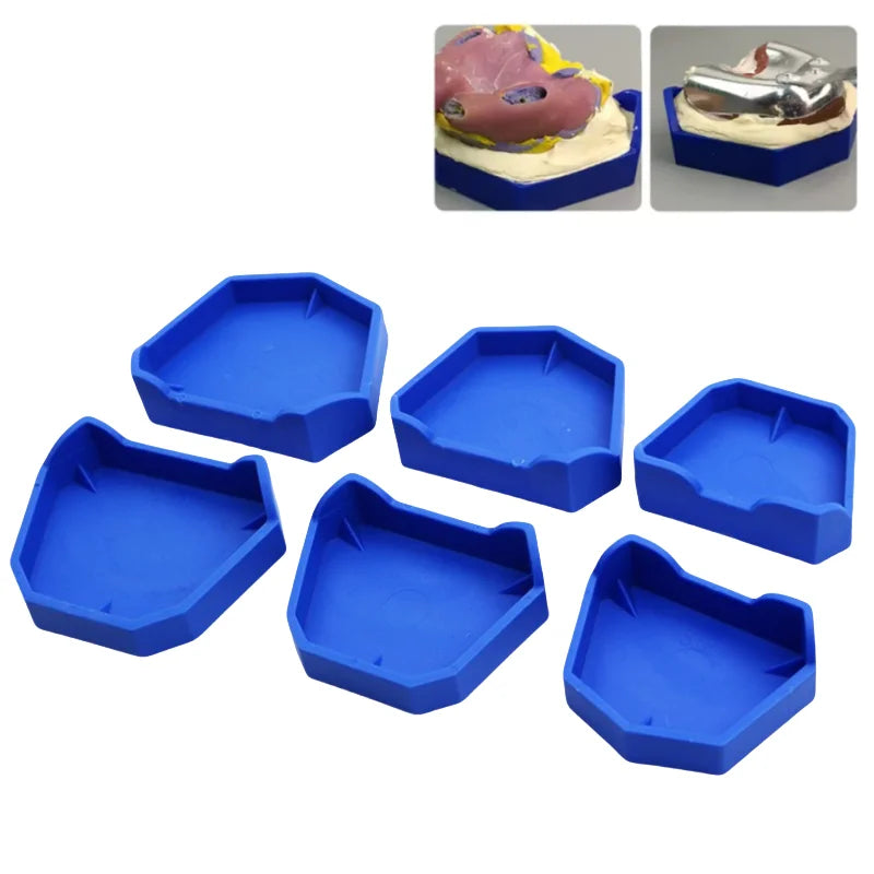 6pcs Dental Model Base Set Plaster Model Tray Silicon Rubber Impression Model Tools 3 Sizes Dentist Laboratory Former Base Kit