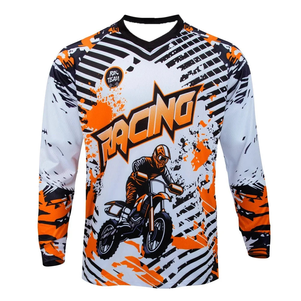 Men's Sports Long-sleeve T-shirt Motorcycle Print Fashion Casual Top for Daily Riding Training Comfortable Trendy Clothing