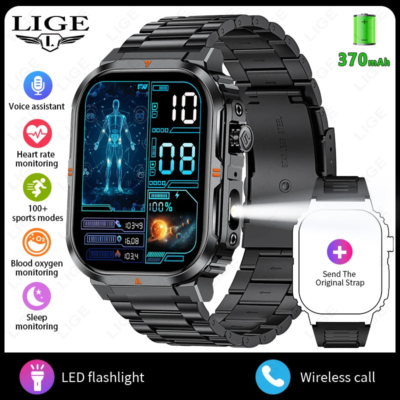 Men‘s Smart Watch 3ATM Waterproof Military Sport Fitness Women Smart Bracelet Blood Pressure Monitor Smartwatch Men Android iOS