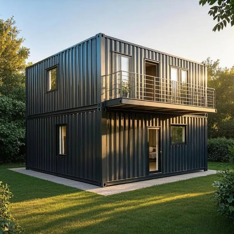 Two Storey 5 Bedroom Luxury Modern Round Waterproof Prefab Container House Villa with Sandwich Panel Construction Fast Install