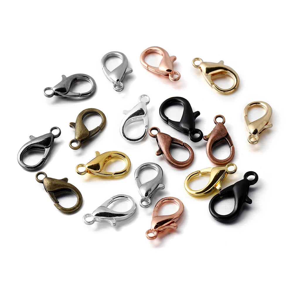 10pcs/lot Multiple Size Lobster Clasps Necklace Hooks Bracelets Connector Findings DIY Chains Jewelry Making Supplies Wholesale