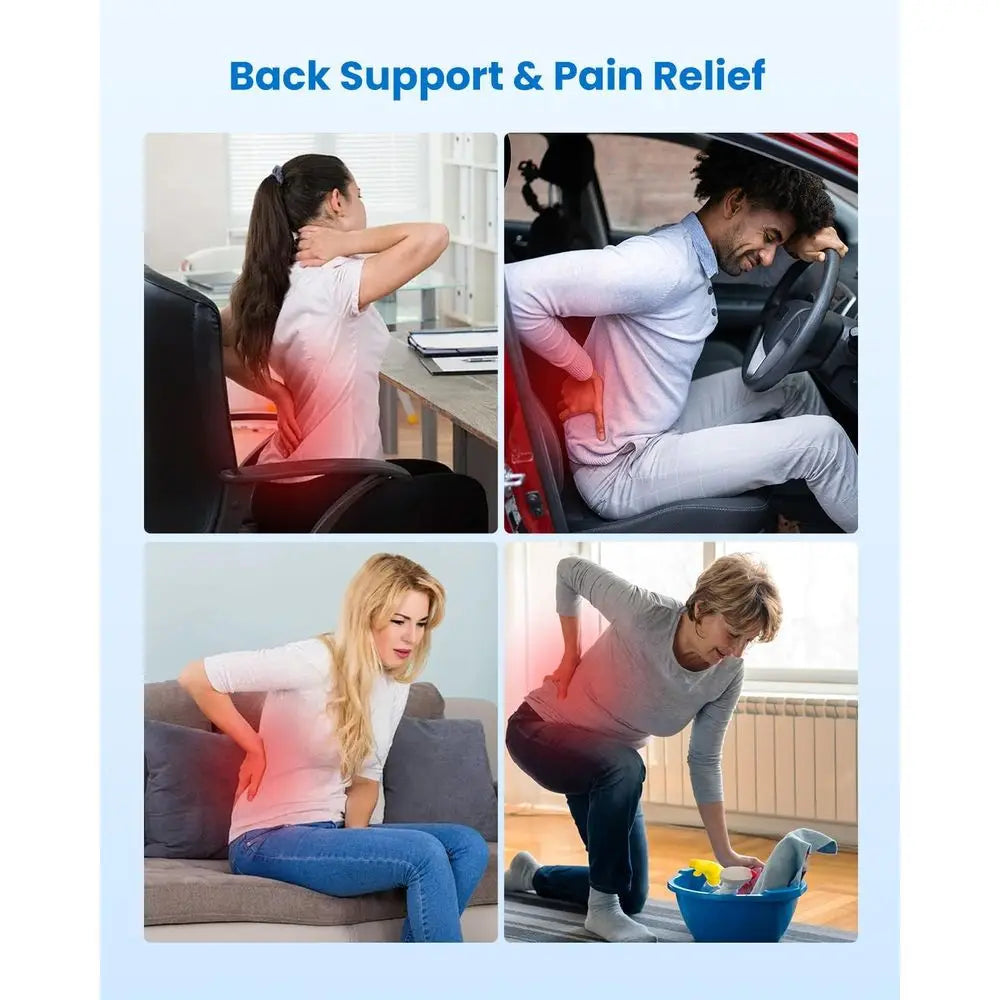 Ergonomic Lumbar Pillow with 3 Vibration Modes and Intensities for Office, Car, and Gaming Chairs
