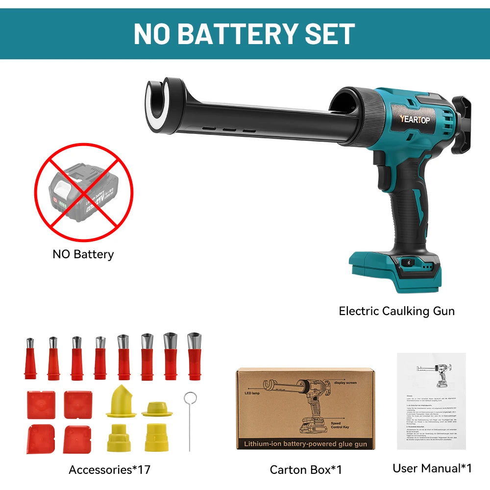 6 Speeds Cordless Electric Glue Gun Silicone Glass Glue Caulking Squeezer Gun Electric Sewing Glue Tool for Makita 18V Battery
