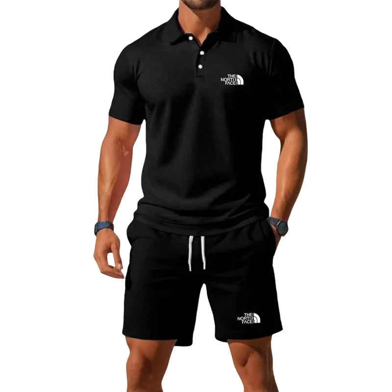 Summer Men's 2026 Half-Zip Polo Shirt Set Leisure Basketball Sport Quick-Drying Breathable Loose Lightweight Two-Piece Set