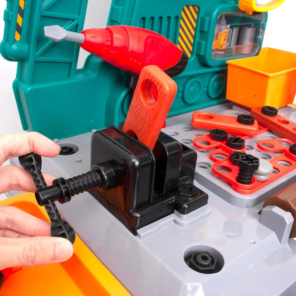 Kids Construction Toy Tool Set with 80 Pieces, Play Helmet & Goggles, for Ages 3+, Multicolor
