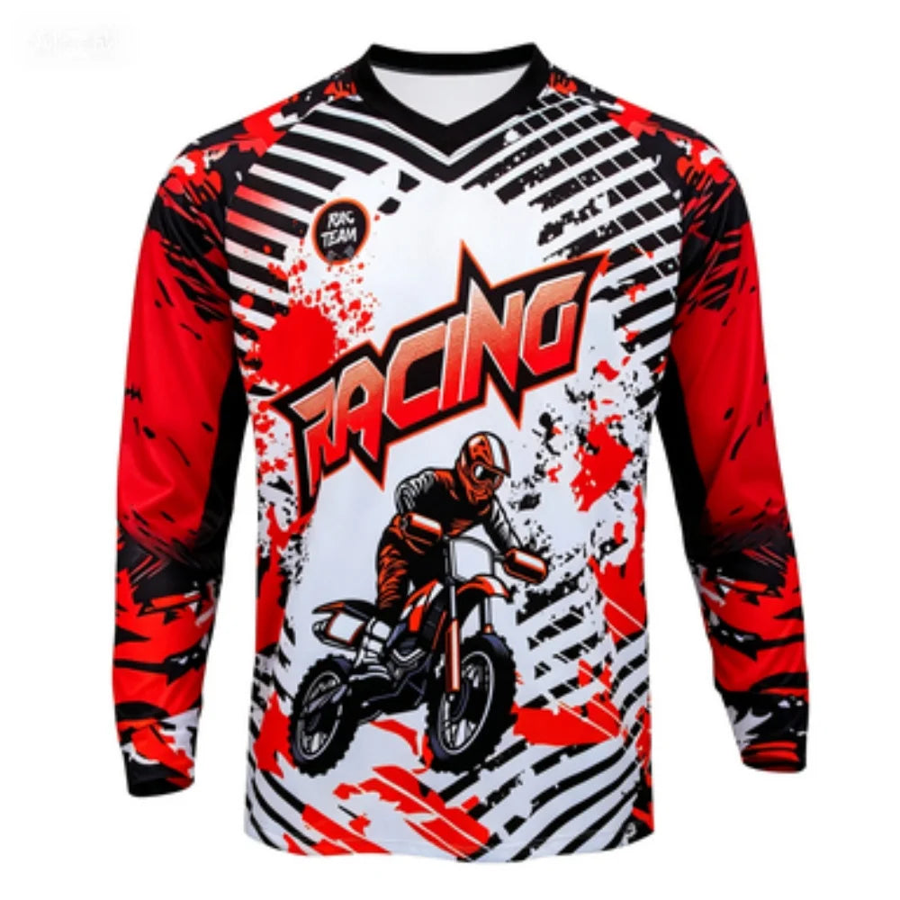 Men's Sports Long-sleeve T-shirt Motorcycle Print Fashion Casual Top for Daily Riding Training Comfortable Trendy Clothing