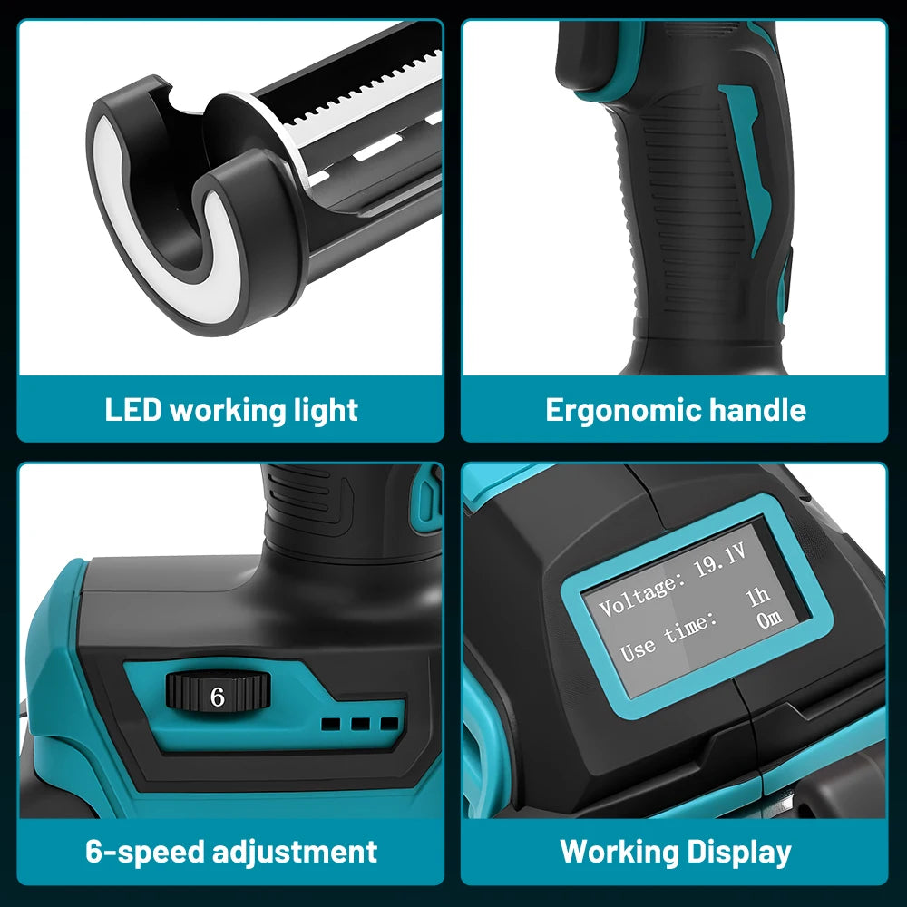 6 Speeds Cordless Electric Glue Gun Silicone Glass Glue Caulking Squeezer Gun Electric Sewing Glue Tool for Makita 18V Battery