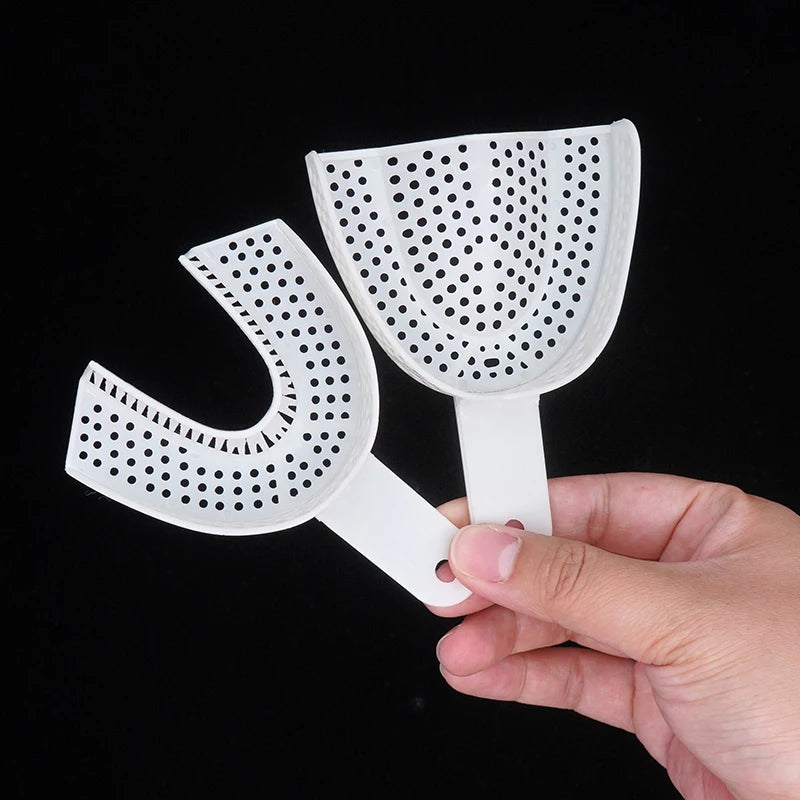 1pair Disposable Dental Impression Tray Plastic Teeth Holder Plaster Trays Spoon Oral Hygiene Dentist Tools