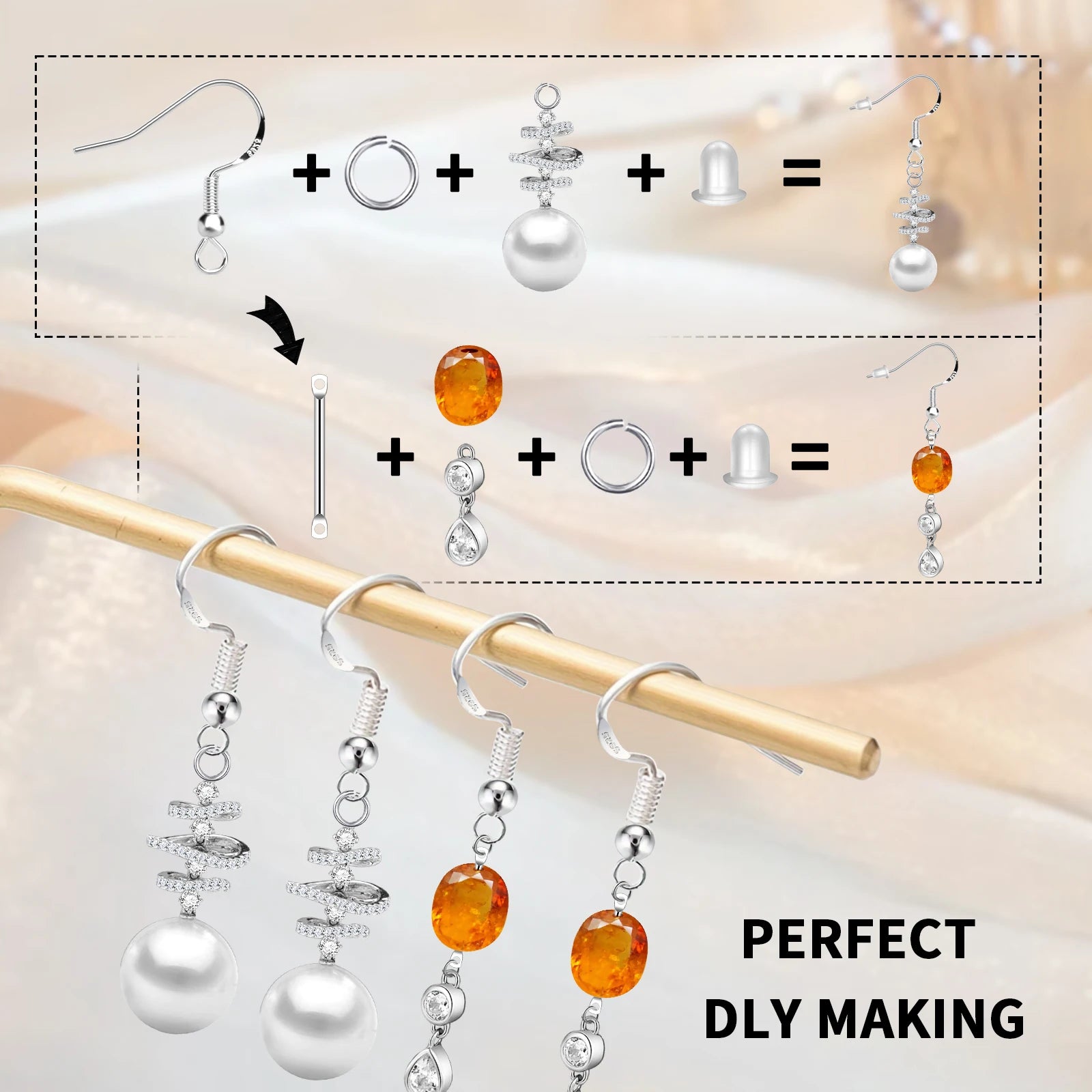 925 Silver/Gold Plated Earring Hooks for Jewelry Making, 900pcs Hypoallergenic Earring Making Kit,Earring Findings Jump Rings