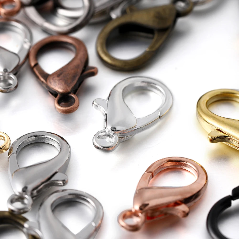 10pcs/lot Multiple Size Lobster Clasps Necklace Hooks Bracelets Connector Findings DIY Chains Jewelry Making Supplies Wholesale