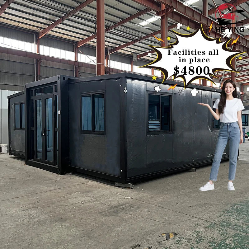 Customized 40ft Luxury Holiday Villa Expandable Container House With 1-4 Bedrooms Prefab Modular Steel Office Building Bathroom