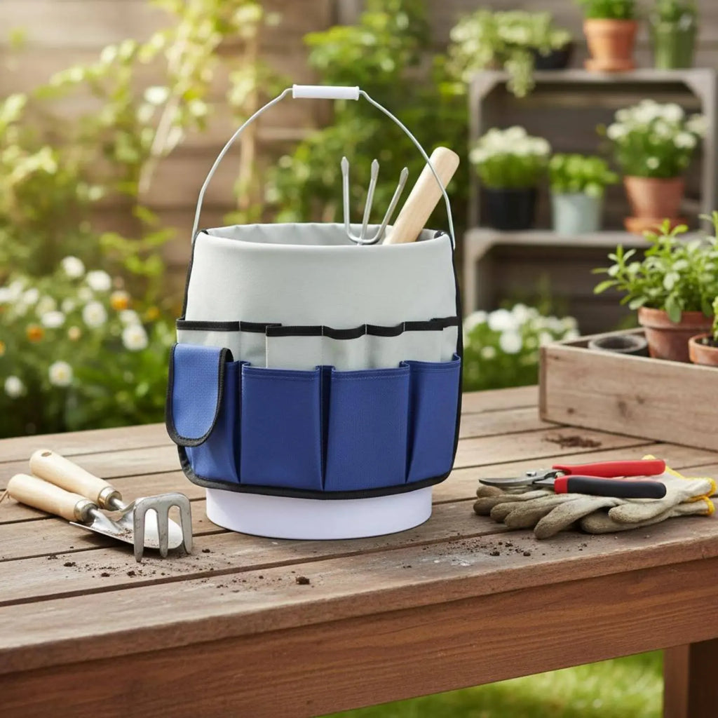 Gardening Tool Tote Large Capacity Multi-Pocket Tool Organizer Canvas Container Bag Waterproof Sturdy-Duty for Construction Site