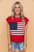 USA Flag Stars & Stripes Dolman Sleeve Sweater