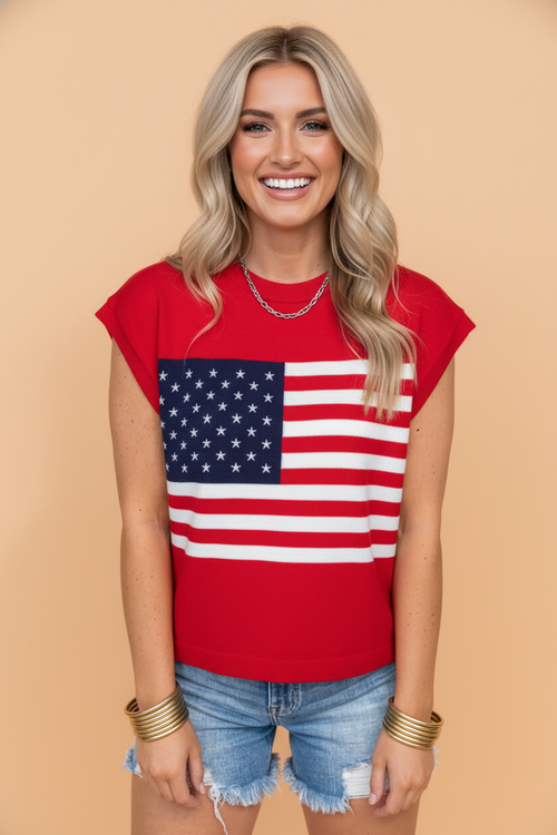 USA Flag Stars & Stripes Dolman Sleeve Sweater
