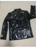 S-7XL Wet Look PVC Long Sleeve Tshirt Shiny PU Leather Motorcycle Jacket Veste Tights Zipper Casaco Jaqueta Chaqueta Hip Hop Tee