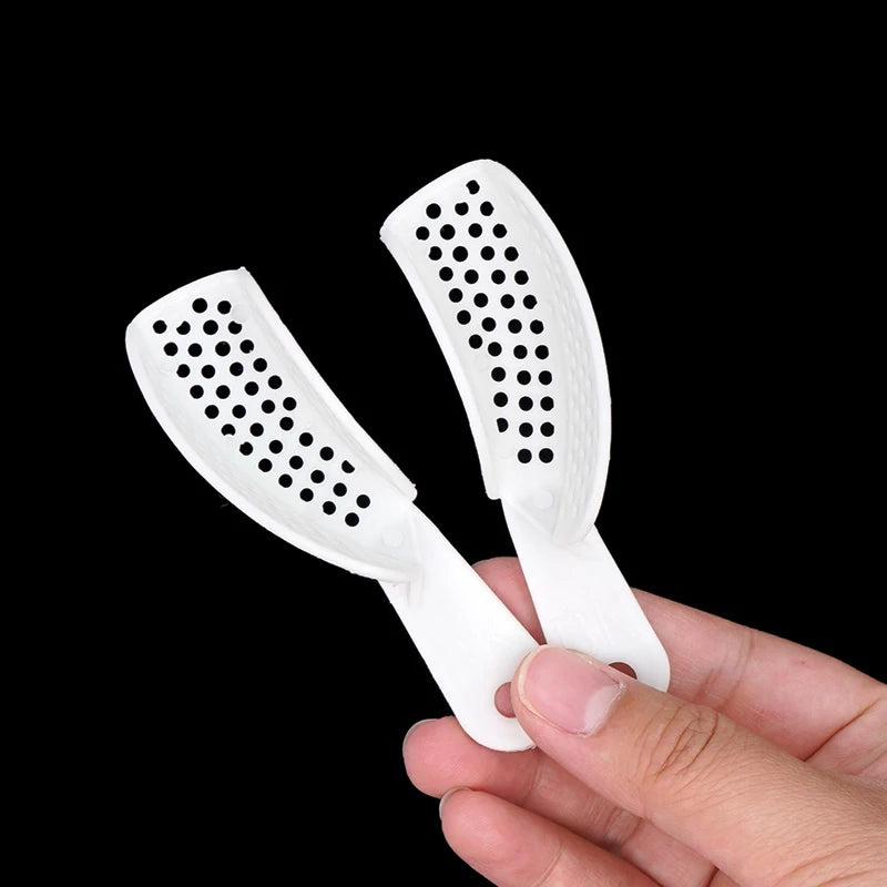 1pair Disposable Dental Impression Tray Plastic Teeth Holder Plaster Trays Spoon Oral Hygiene Dentist Tools