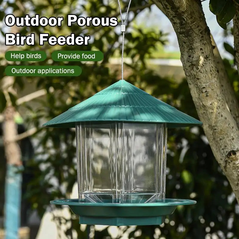 Waterproof Garden Gazebo Hanging Wild Bird Feeder Outdoor Container With Hang Rope Pet Birds Feeding House Type Bird Feeder