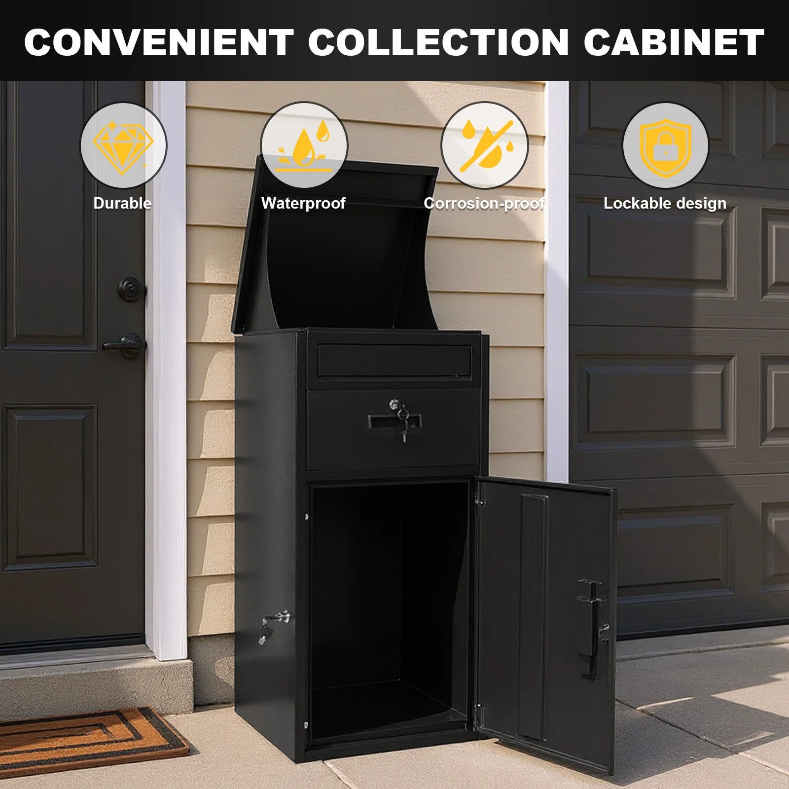 Package Delivery Box with Lockable Secure Anti-Theft Parcel Drop Boxes Rustproof Package Drop Container for Porch House Curbside