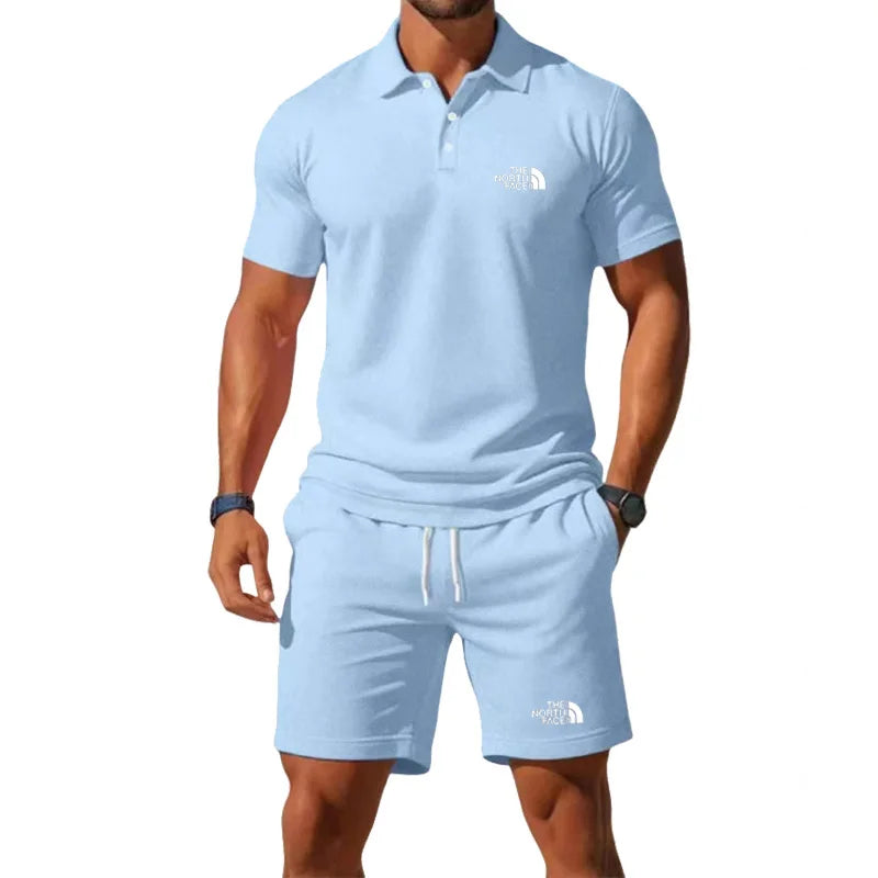 Summer Men's 2026 Half-Zip Polo Shirt Set Leisure Basketball Sport Quick-Drying Breathable Loose Lightweight Two-Piece Set