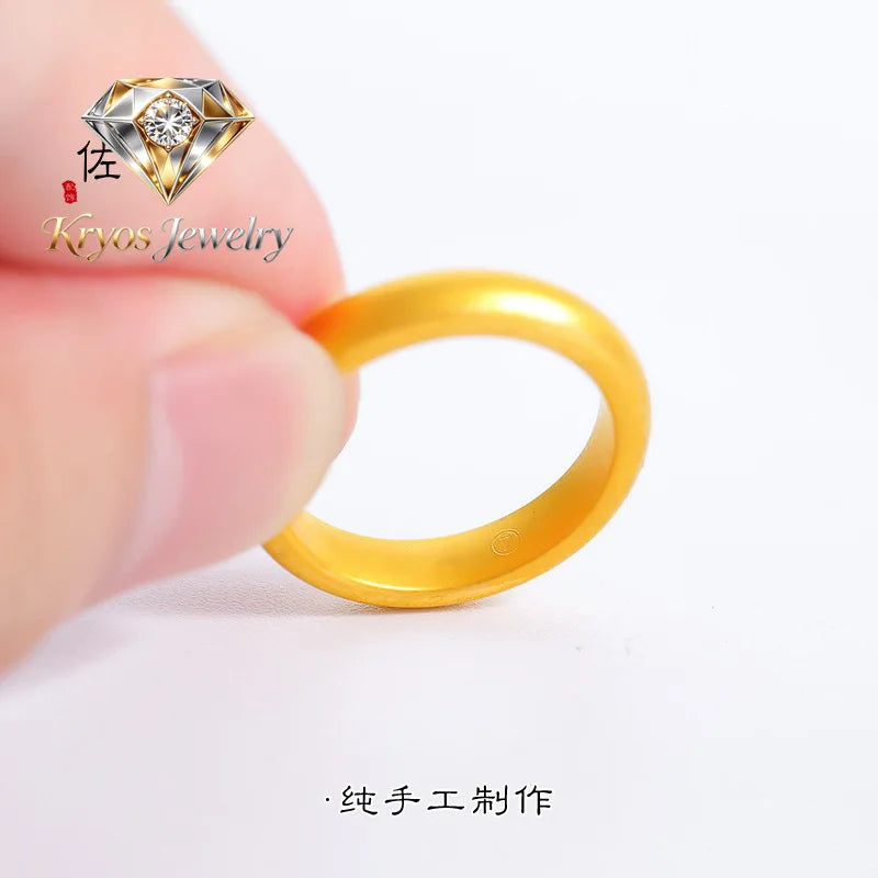 Kryos Jewelry Unisex 24K AU999 Gold Band Ring - Sleek Plain Design, High-Quality Pure Gold Jewelry for All