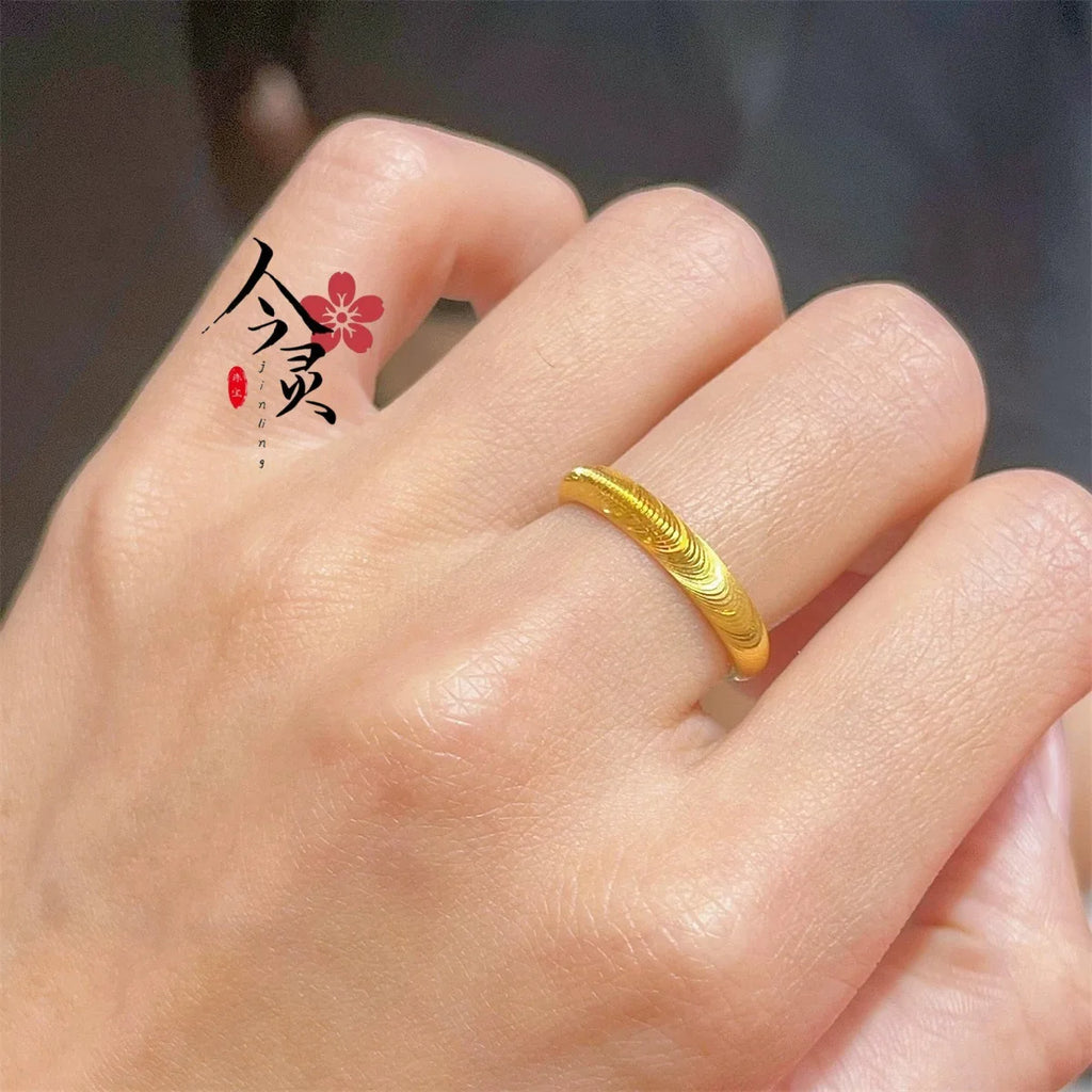 Pryna Jewelry   9999 24K real gold Plain Ring Seiko Cat Eye Ring fashion simple couple ring first jewelry