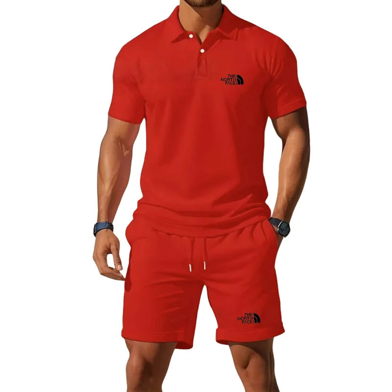Summer Men's 2026 Half-Zip Polo Shirt Set Leisure Basketball Sport Quick-Drying Breathable Loose Lightweight Two-Piece Set