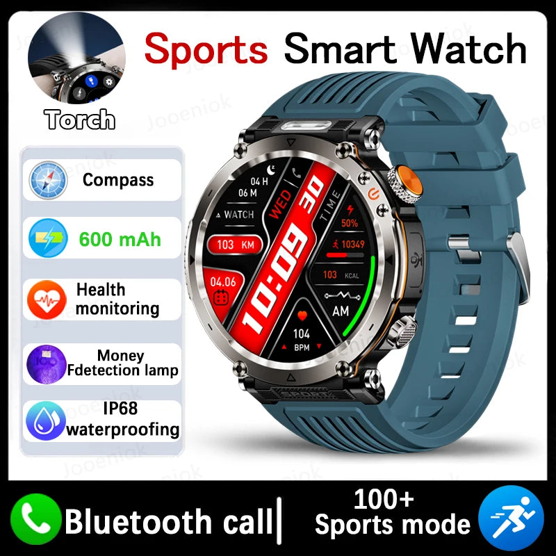 5ATM Outdoor Men‘s Smart Watch 600mAh Battery Compass Watches IP68 Waterproof Bluetooth Call Sports Smartwatch Man For Men Women