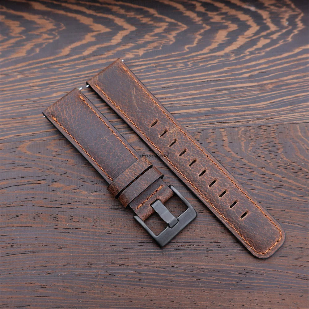 Retro Genuine Leather strap for Samsung Galaxy watch 7/FE/4/6/classic/5/5 pro 20mm 22mm band bracelet Huawei Gt 5-4-3-pro-2-2e
