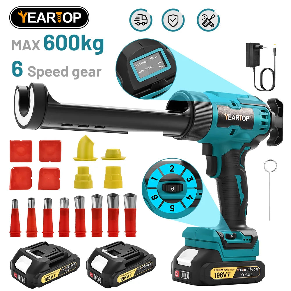 6 Speeds Cordless Electric Glue Gun Silicone Glass Glue Caulking Squeezer Gun Electric Sewing Glue Tool for Makita 18V Battery