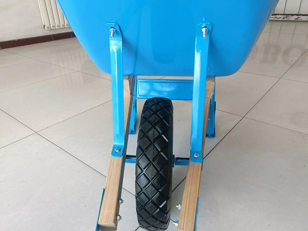 Construction Agricultural Garden Tools Heavy Duty Steel  Wheel Barrow Hand Trolley Square Wooden Handle Steel Wheelbarrow