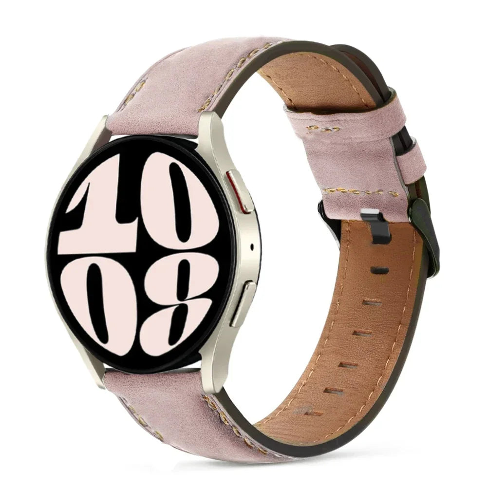 20mm 22mm Leather strap for Samsung Galaxy watch 7/FE/4/6/classic/5/5 pro 45mm Retro bracelet Huawei Gt 5-4-3-pro-2-2e bands