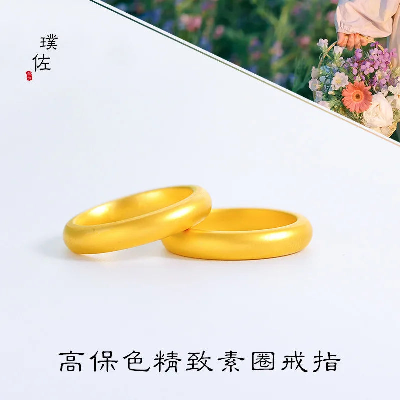 Kryos Jewelry Unisex 24K AU999 Gold Band Ring - Sleek Plain Design, High-Quality Pure Gold Jewelry for All