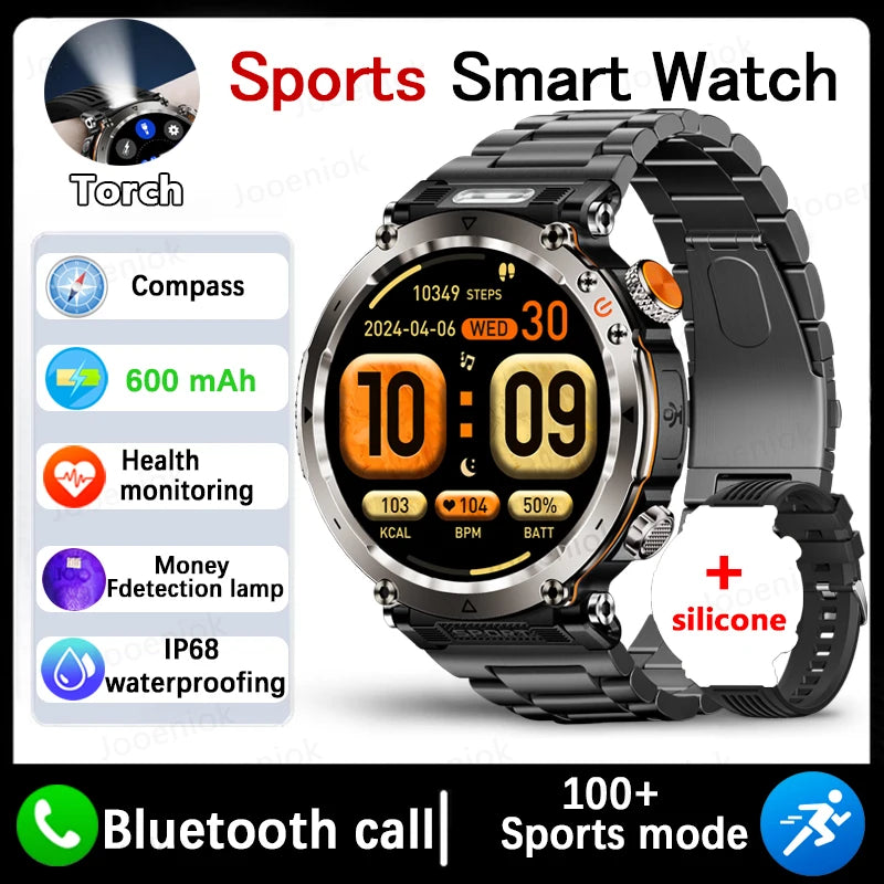 5ATM Outdoor Men‘s Smart Watch 600mAh Battery Compass Watches IP68 Waterproof Bluetooth Call Sports Smartwatch Man For Men Women