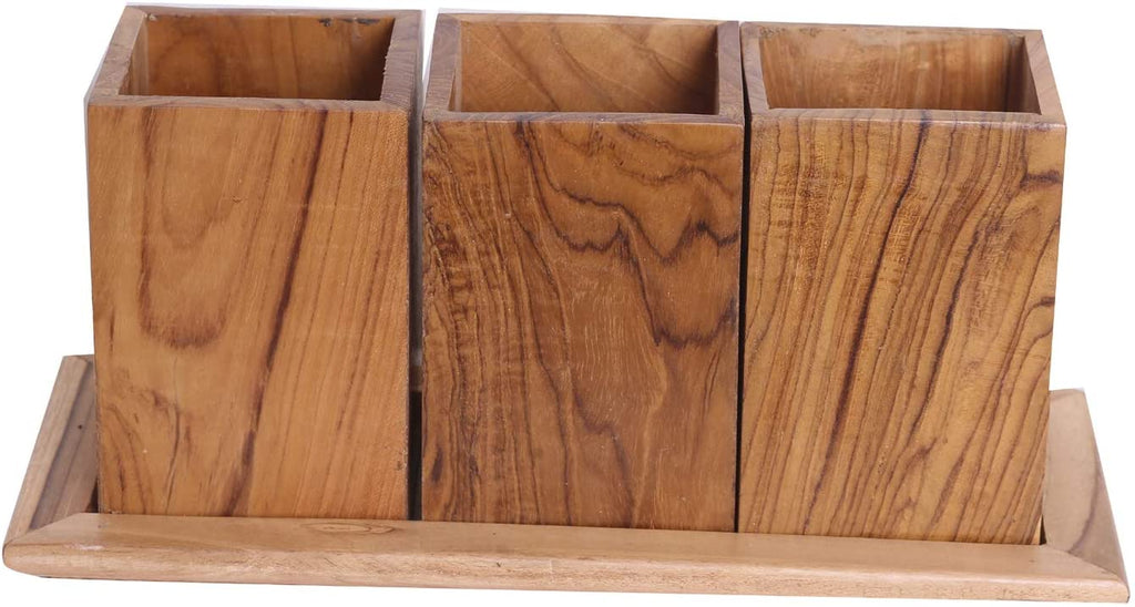 Wooden Multipurpose Kitchen Utensil Cutlery Caddy Cooking Utensils,