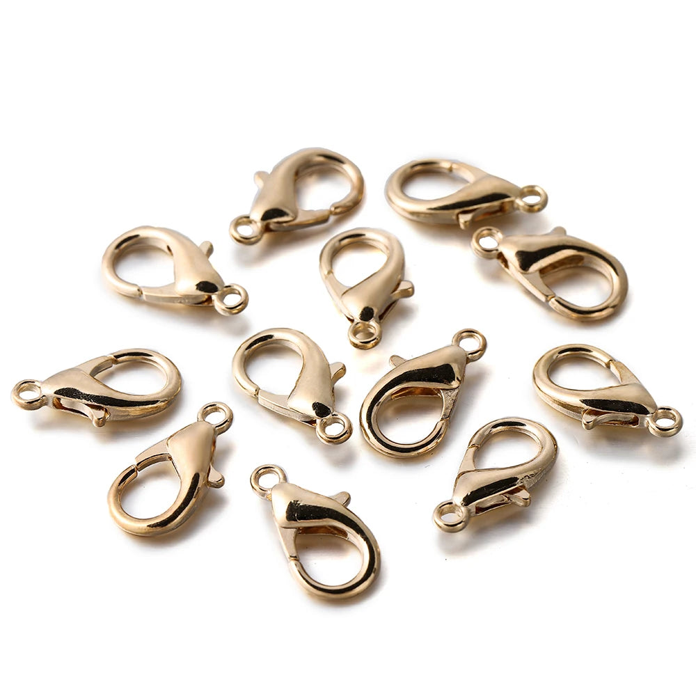 10pcs/lot Multiple Size Lobster Clasps Necklace Hooks Bracelets Connector Findings DIY Chains Jewelry Making Supplies Wholesale