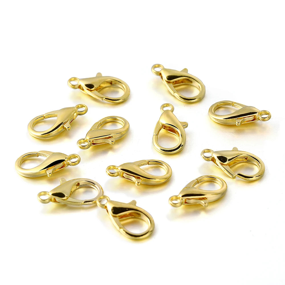 10pcs/lot Multiple Size Lobster Clasps Necklace Hooks Bracelets Connector Findings DIY Chains Jewelry Making Supplies Wholesale