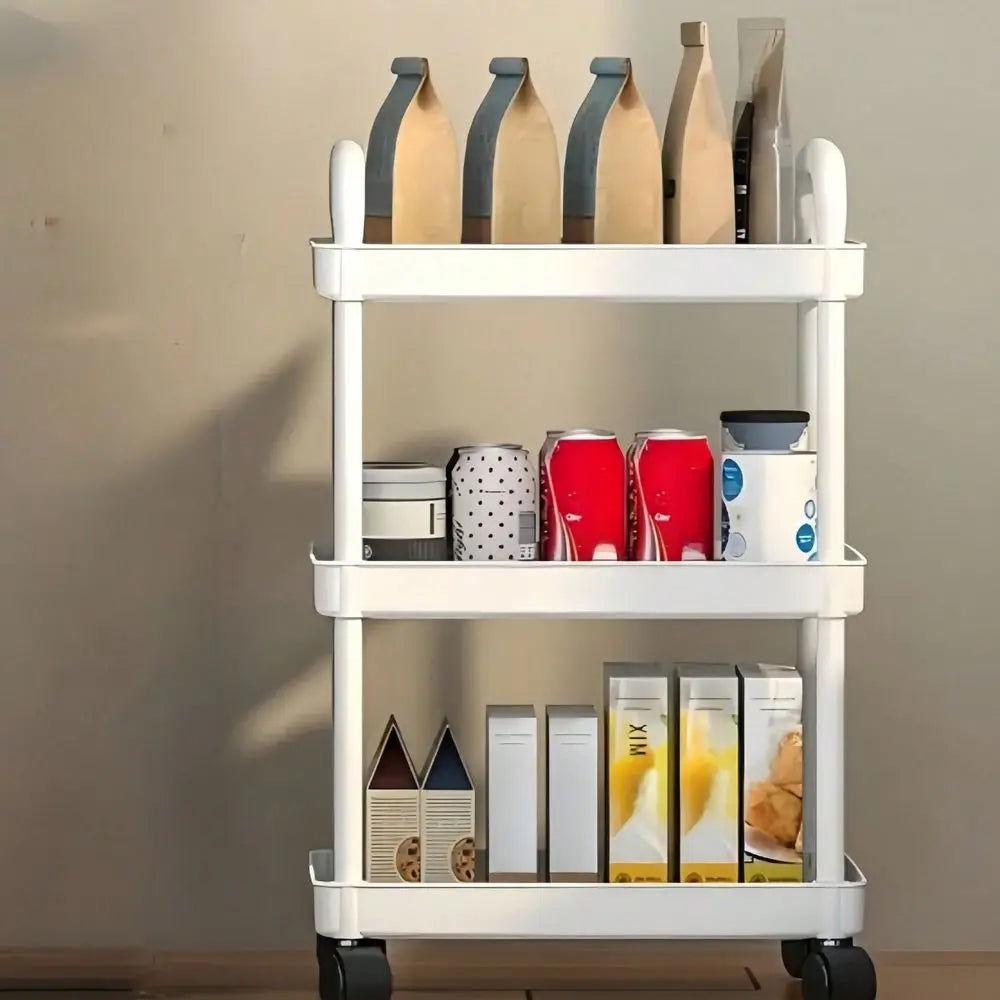4 5 Tier Heavy Duty Rolling Storage Cart Multipurpose Shelving Unit, Sturdy Plastic Construction, Easy Assembly, No Tools Requi