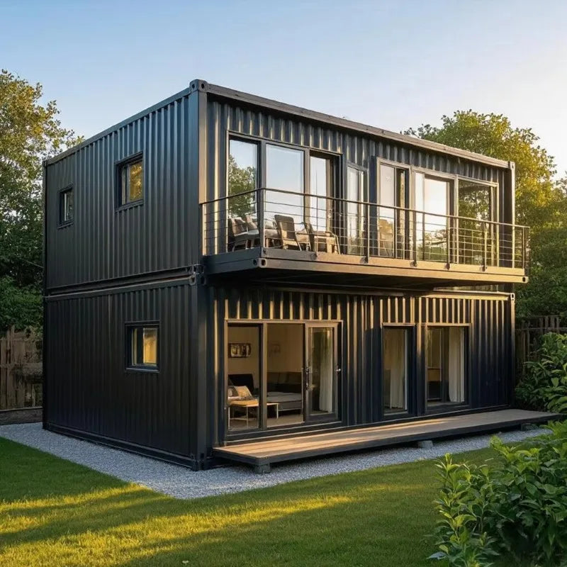 Two Storey 5 Bedroom Luxury Modern Round Waterproof Prefab Container House Villa with Sandwich Panel Construction Fast Install