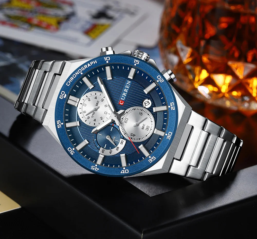 CURREN 8481 Luxury Quartz Watch Unisex Waterproof Calendar Wristwatch, Men’s Business Six-hand Sports Watch