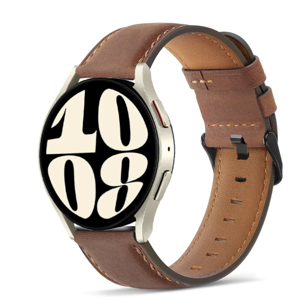 Retro Genuine Leather strap for Samsung Galaxy watch 7/FE/4/6/classic/5/5 pro 20mm 22mm band bracelet Huawei Gt 5-4-3-pro-2-2e
