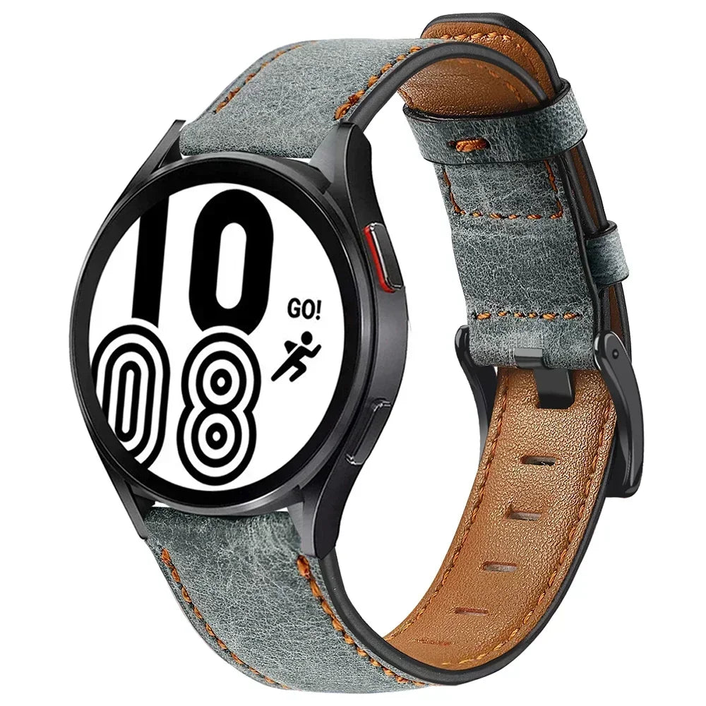 22mm 20mm Leather strap for Samsung Galaxy watch 7/FE/6/5/4/5 pro/Active 2 40mm 44mm Retro bracelet Huawei watch Gt 5-4-3-2 band