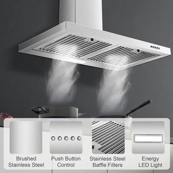 Range Hood 30 Inch, Wall Mount Range Hood Ducted/Ductless, Kitchen