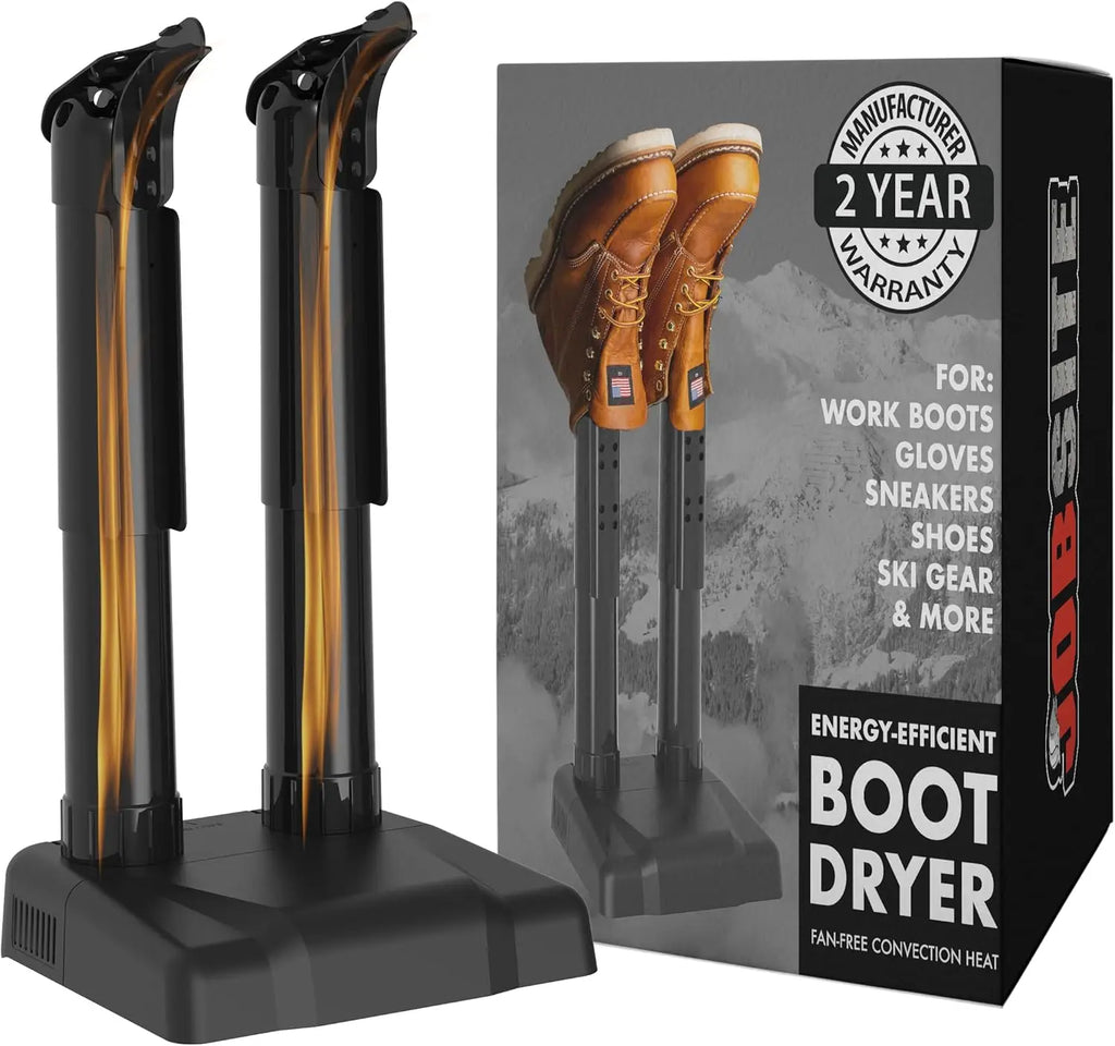 Silent Boot Dryer & Warmer for Work Boots, Gloves, Shoes - Fanless Convection Reduces Odor