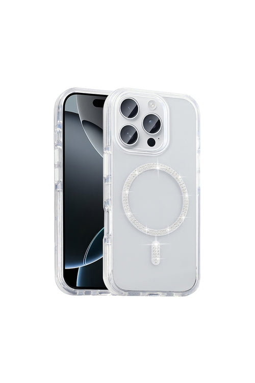 iPhone 15 Pro Case with Msafe Feature and Rhinestone Embellishment