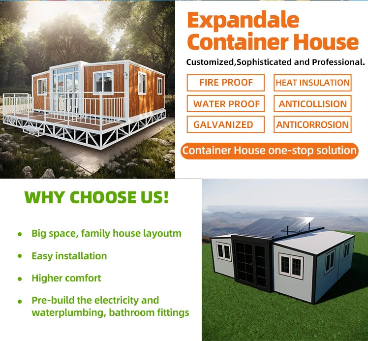 Customized 40ft Luxury Villa Mobile Container House Waterproof Prefab Portable Tiny Home With 2-5 Bedrooms For Office Building