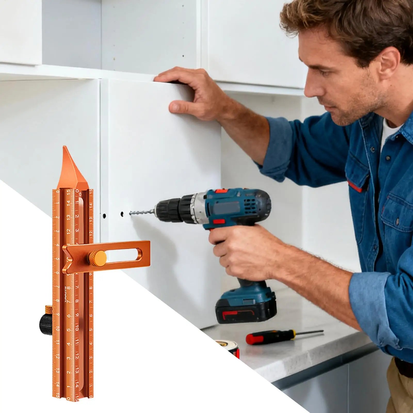 Wood Marking Tool 4-Sided Magnetic Base Gauge Metal Precision Ruler For Carpenter Carpentry Construction Miter Cutting Working