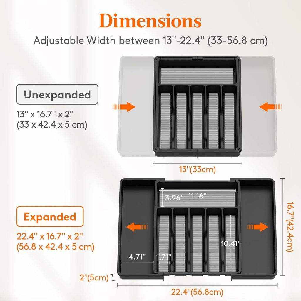 Silverware Drawer Organizer, Expandable Utensil Tray for Kitchen, BPA