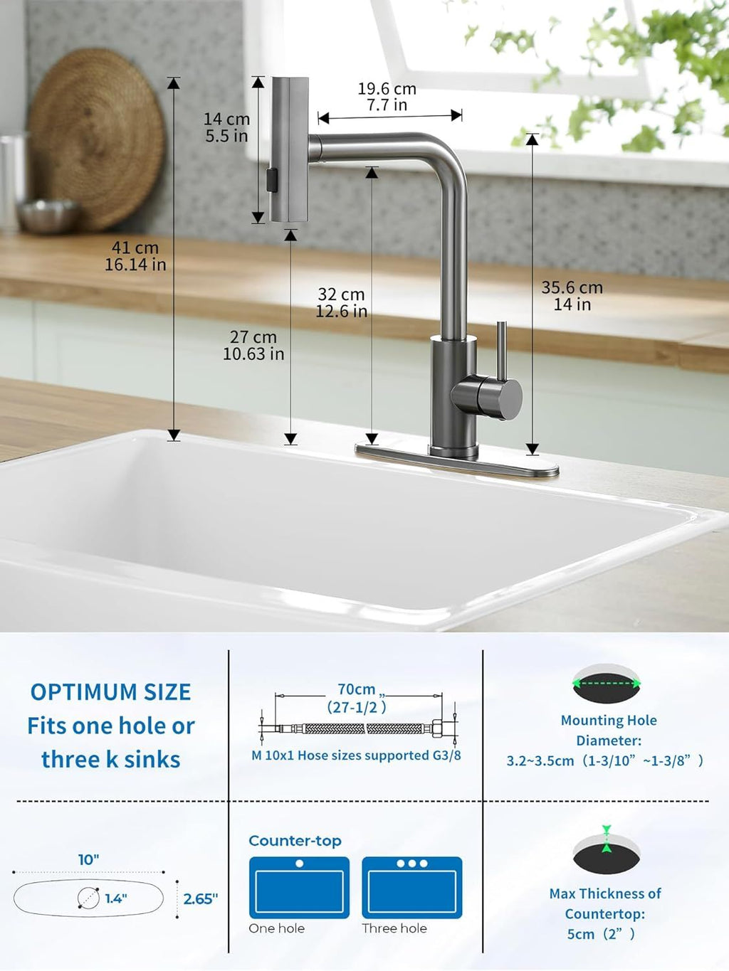 Kitchen Faucets with Pull Down Sprayer,Waterfall Kitchen Sink