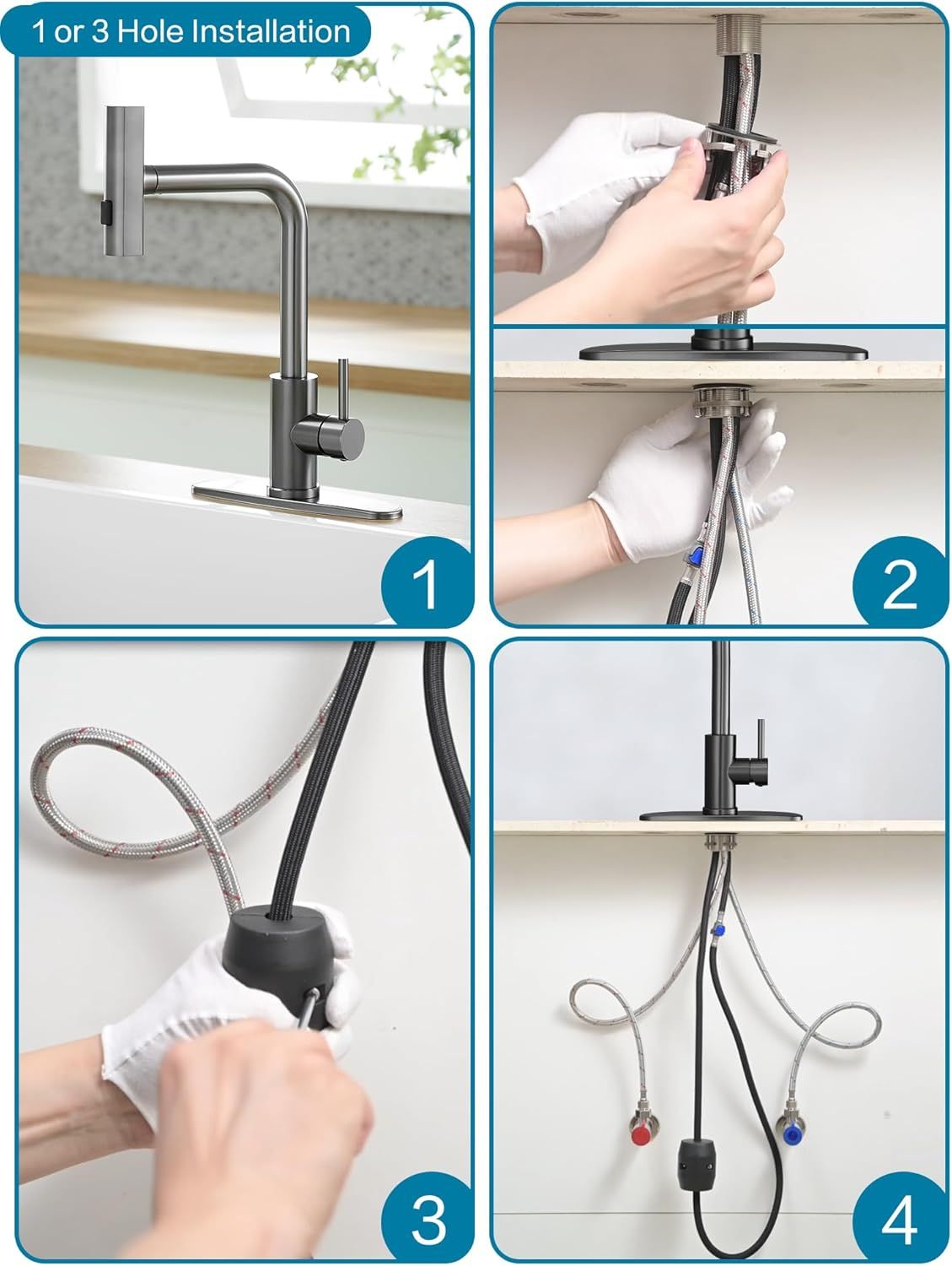 Kitchen Faucets with Pull Down Sprayer,Waterfall Kitchen Sink