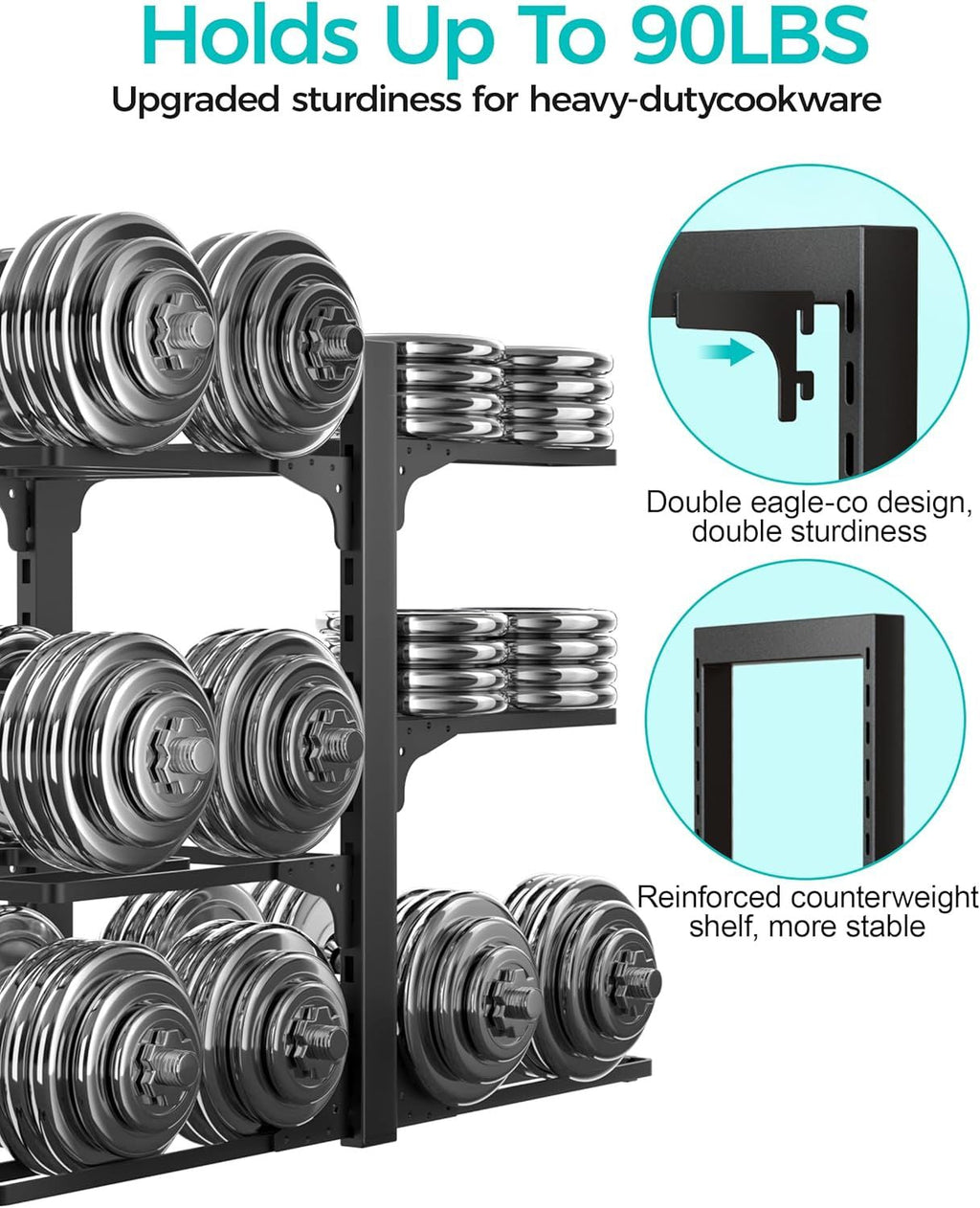 6-Tier Pots and Pans Organizer under Cabinet, Kitchen Cabinet